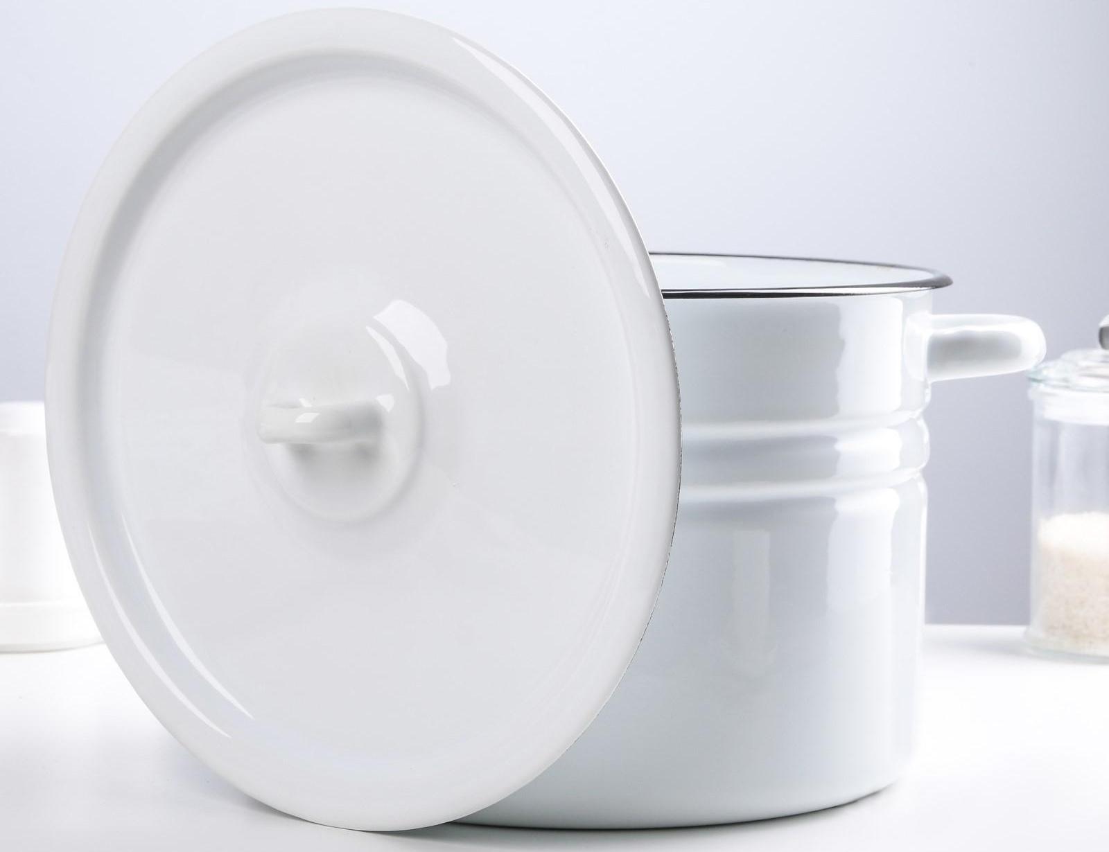 Кастрюля цилиндрическая, 8 л, индукция, цвет белый