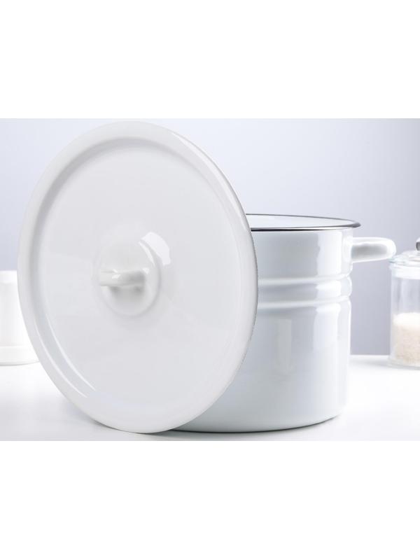 Кастрюля цилиндрическая, 8 л, индукция, цвет белый