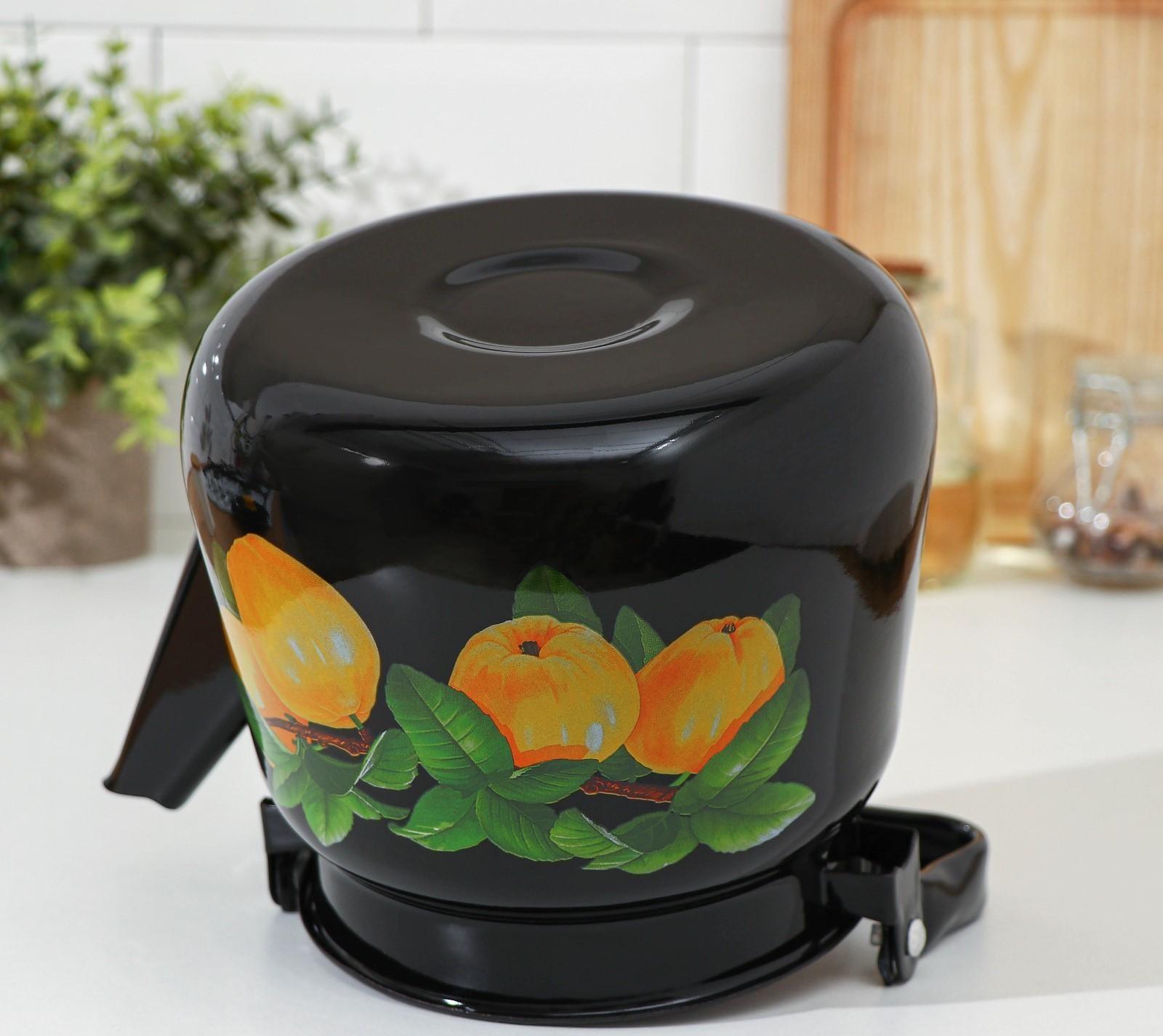 Чайник, 3,5 л, эмалированная крышка, индукция, цвет чёрный, рисунок МИКС