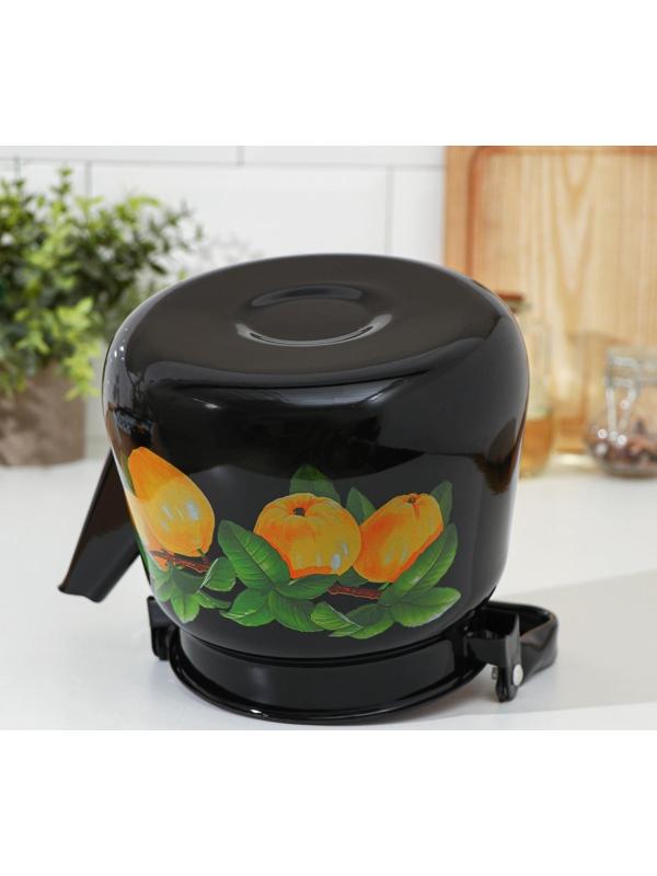 Чайник, 3,5 л, эмалированная крышка, индукция, цвет чёрный, рисунок МИКС