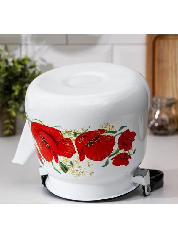 Чайник «Маки», 3,5 л, эмалированная крышка, индукция, цвет белый