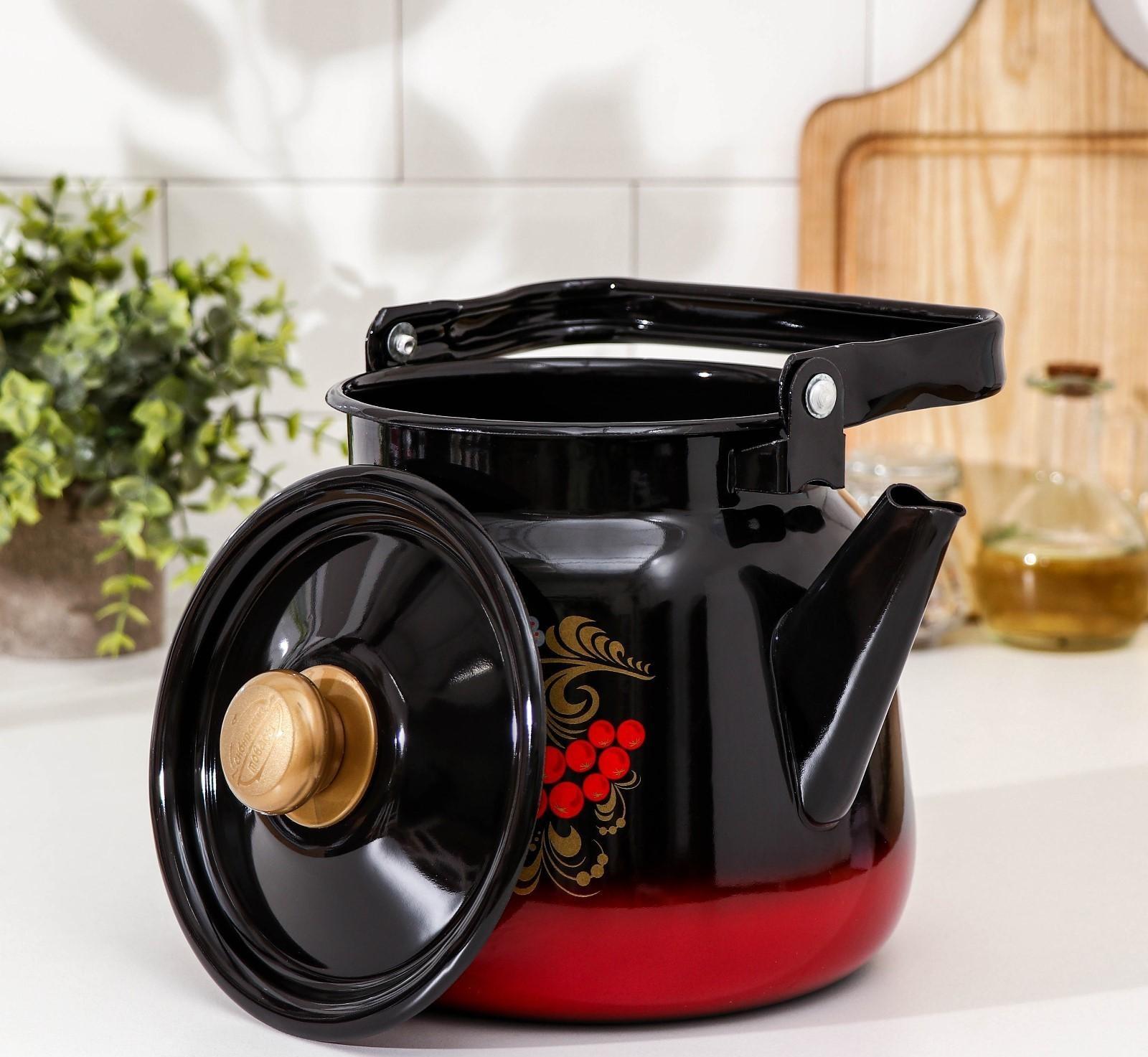 Чайник «Рябинка», 3,5 л, индукция, цвет красно-чёрный МИКС