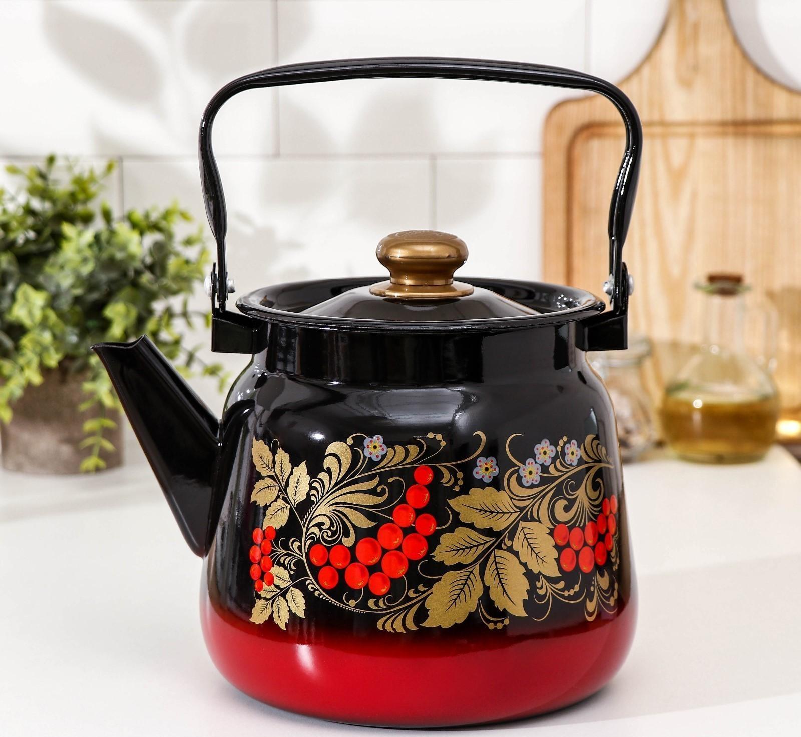 Чайник «Рябинка», 3,5 л, индукция, цвет красно-чёрный МИКС