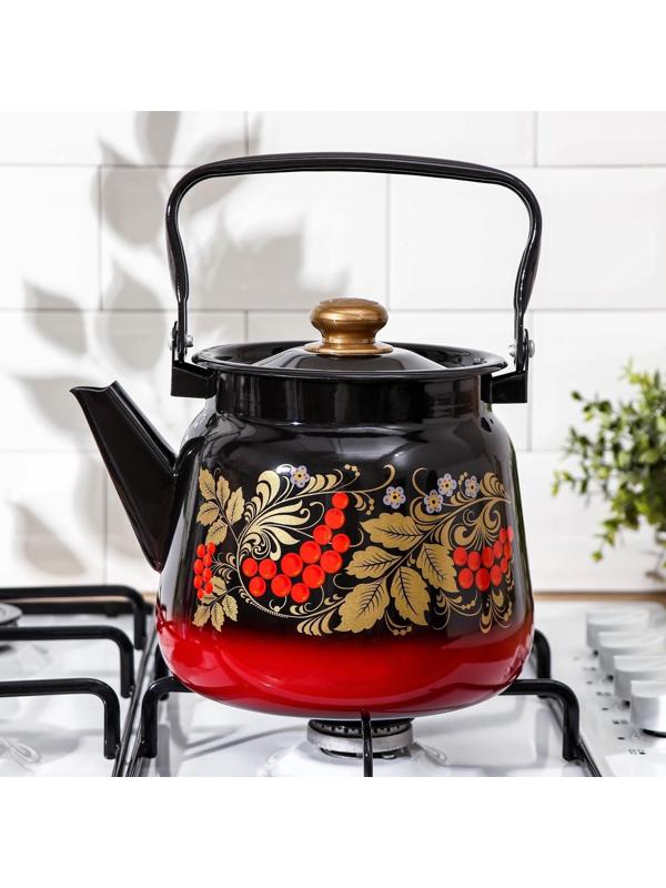 Чайник «Рябинка», 3,5 л, индукция, цвет красно-чёрный МИКС