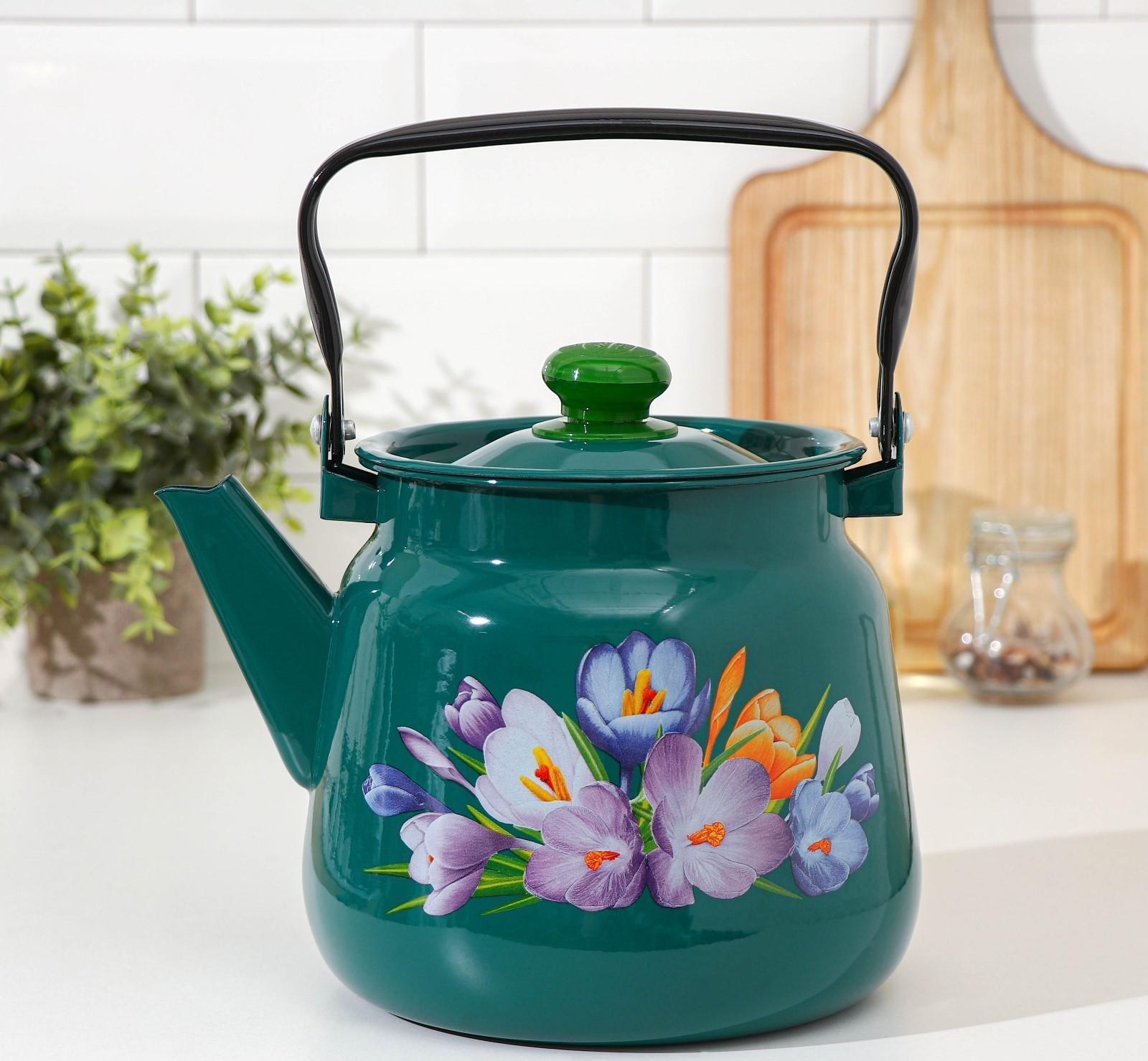 Чайник, 3,5 л, с декором МИКС, индукция, цвет бирюзовый