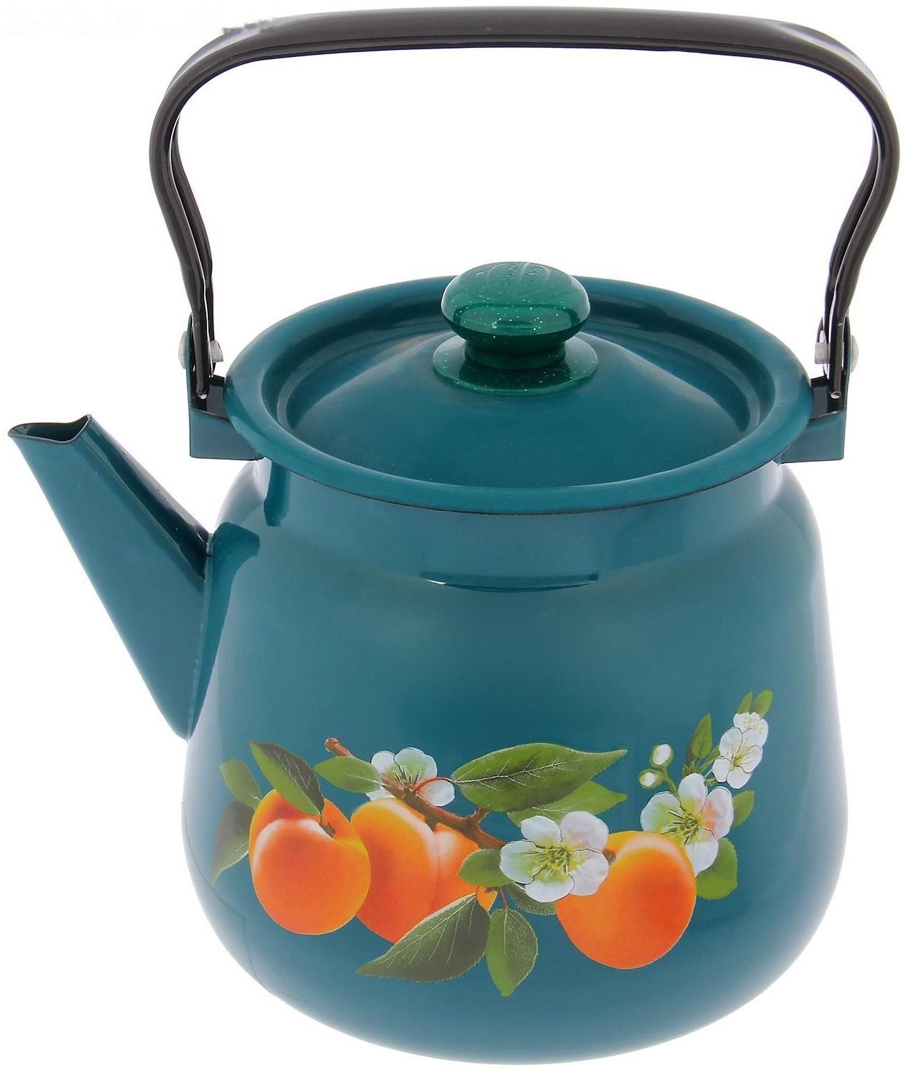 Чайник, 3,5 л, с декором МИКС, индукция, цвет бирюзовый