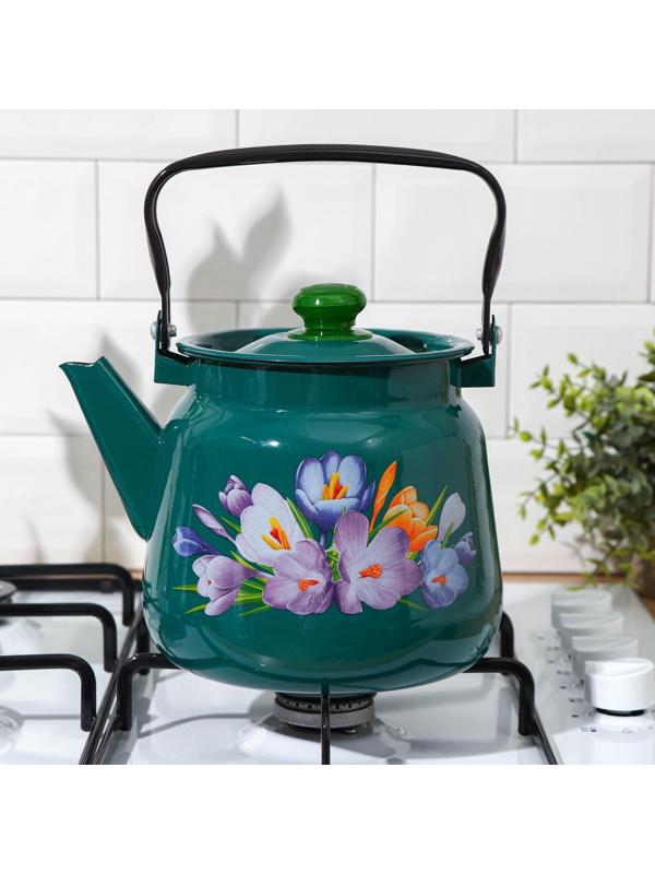 Чайник, 3,5 л, с декором МИКС, индукция, цвет бирюзовый