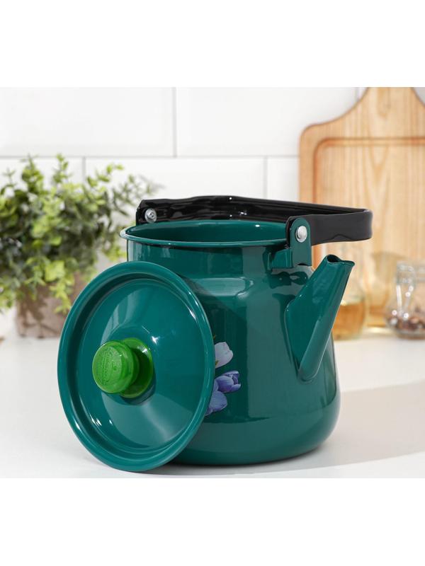 Чайник, 3,5 л, с декором МИКС, индукция, цвет бирюзовый