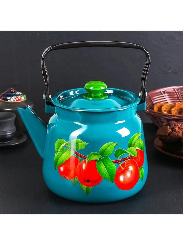 Чайник, 3,5 л, с декором МИКС, индукция, цвет бирюзовый