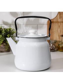 Чайник, 3,5 л, без деколи, эмалированная крышка, индукция, цвет белый