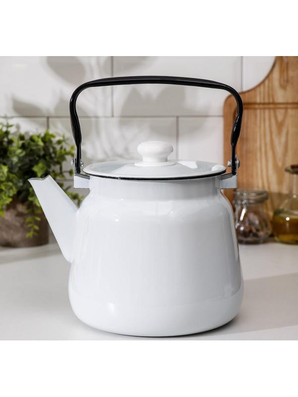 Чайник, 3,5 л, без деколи, эмалированная крышка, индукция, цвет белый