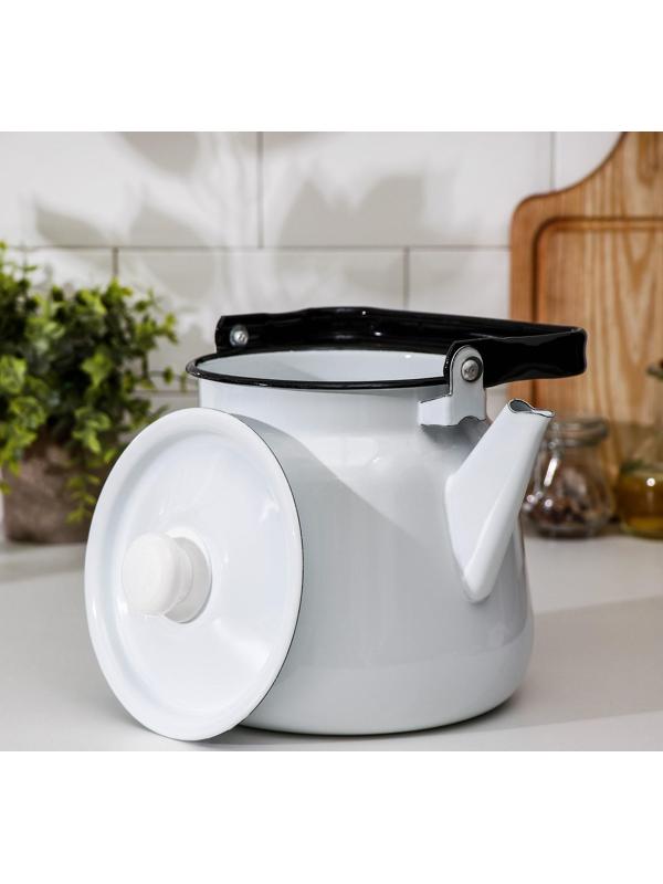 Чайник, 3,5 л, без деколи, эмалированная крышка, индукция, цвет белый