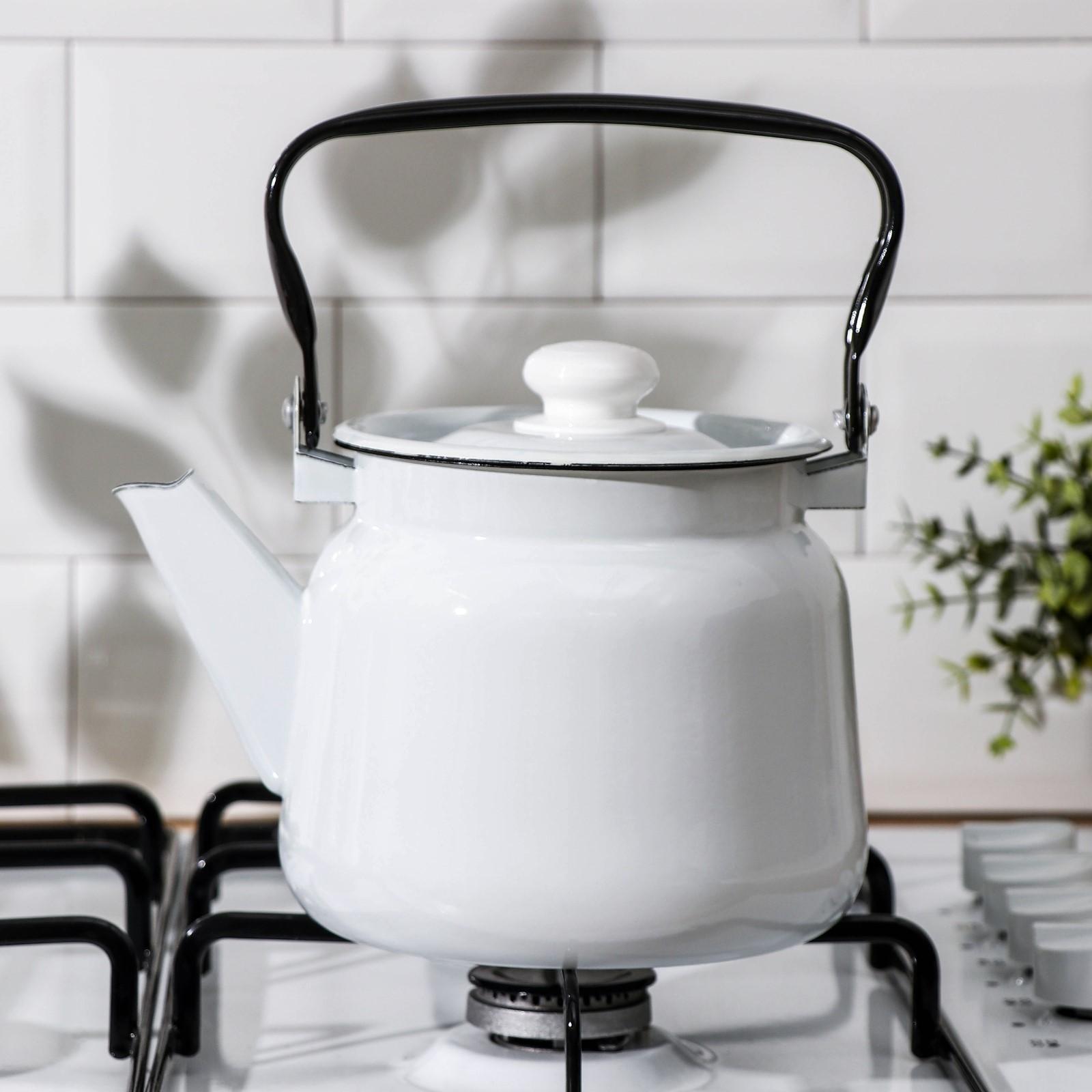 Чайник, 2,3 л, без деколи, эмалированная крышка, индукция, цвет белый
