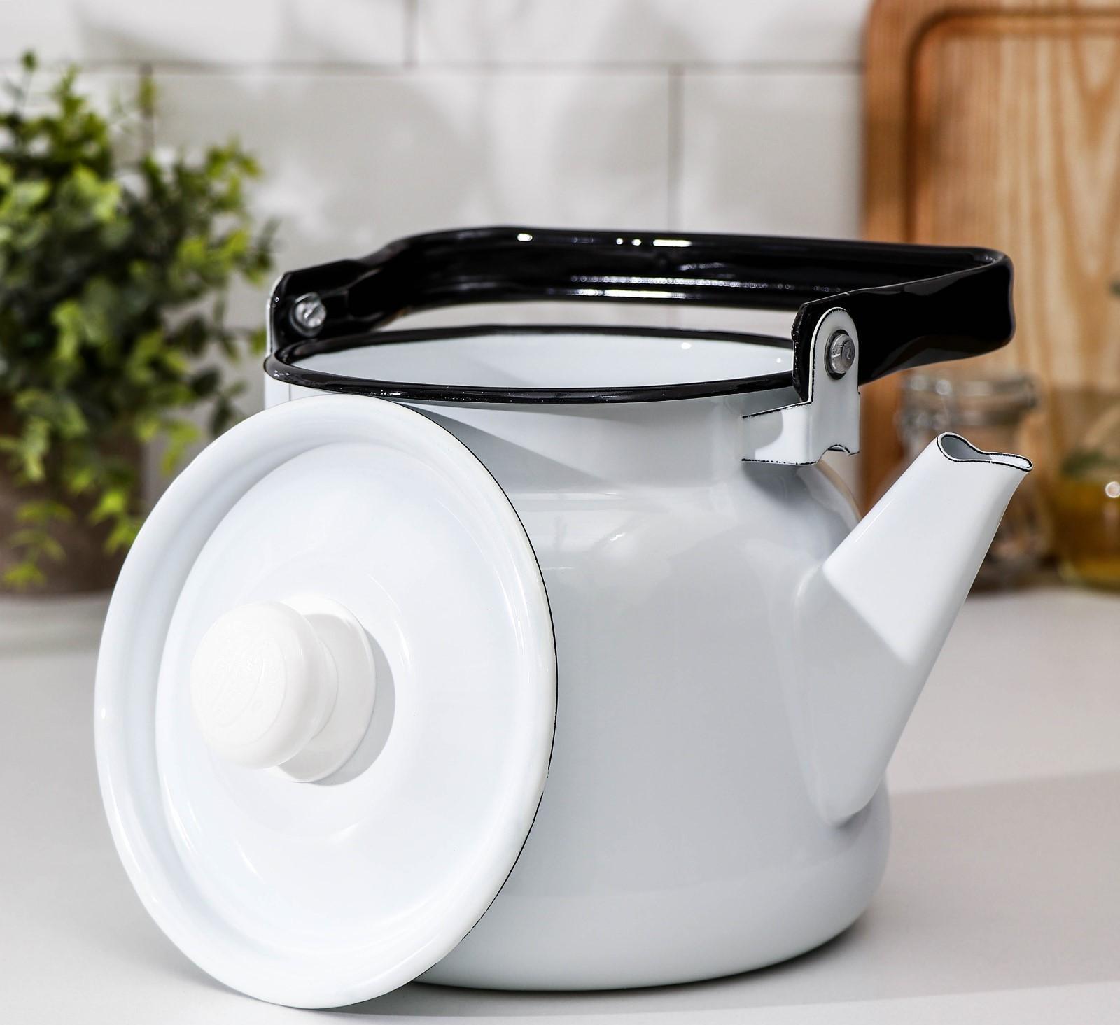 Чайник, 2,3 л, без деколи, эмалированная крышка, индукция, цвет белый