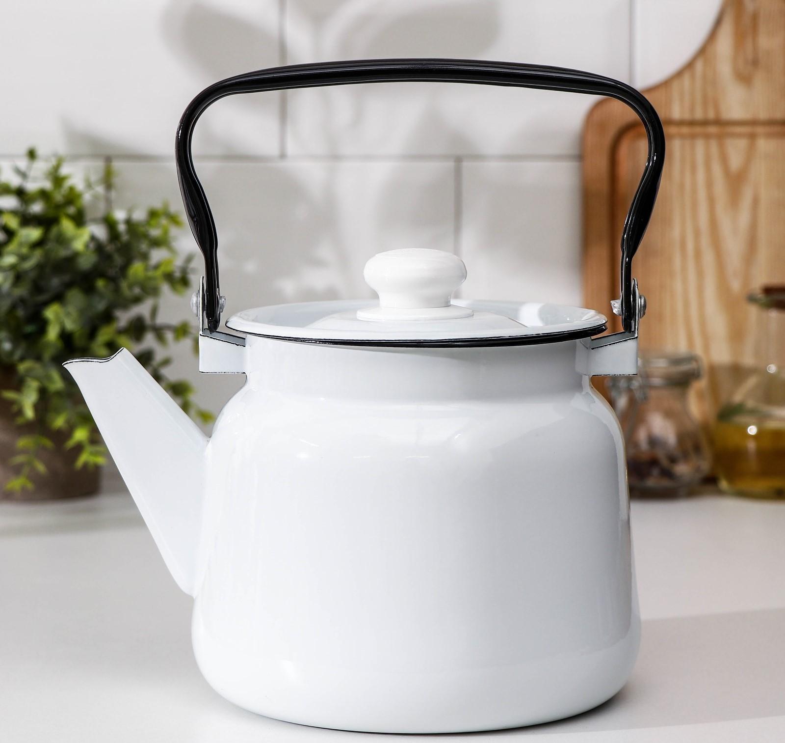 Чайник, 2,3 л, без деколи, эмалированная крышка, индукция, цвет белый
