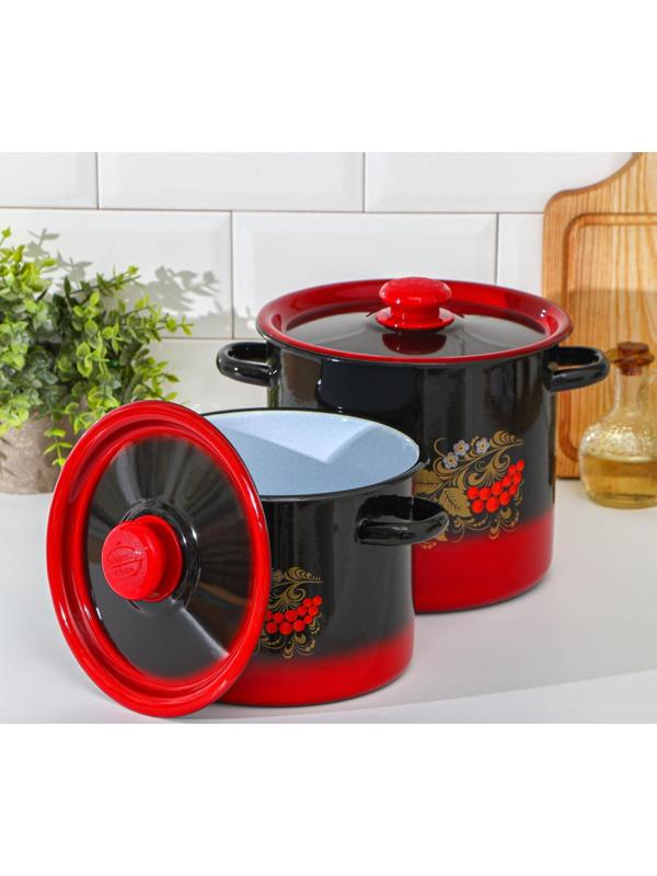 Набор кастрюль «Рябинка», 2 предмета: 3,5 л, 5,5 л, эмалированные крышки, индукция