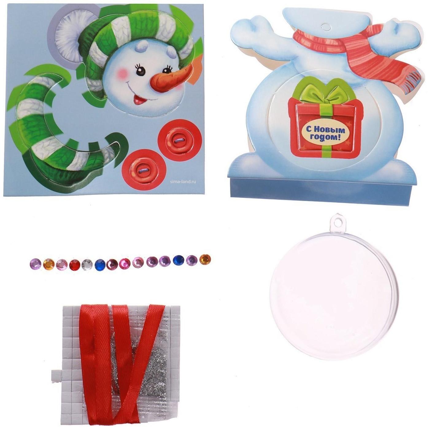 Новогодний ёлочный шар «Снеговик» с 3D-аппликацией