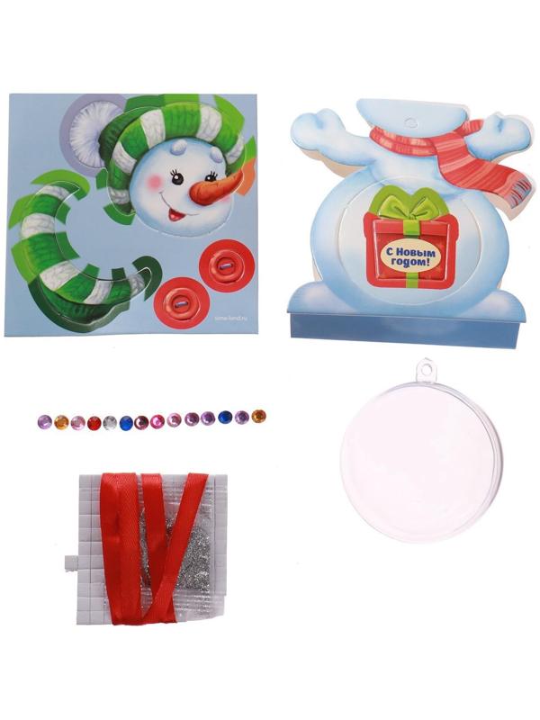 Новогодний ёлочный шар «Снеговик» с 3D-аппликацией