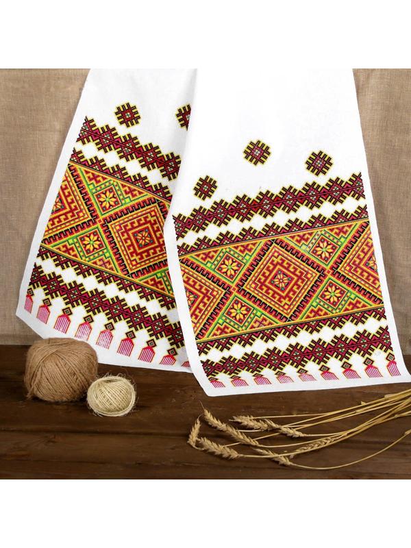 Рушник «Орнамент. Зеленый с красным»