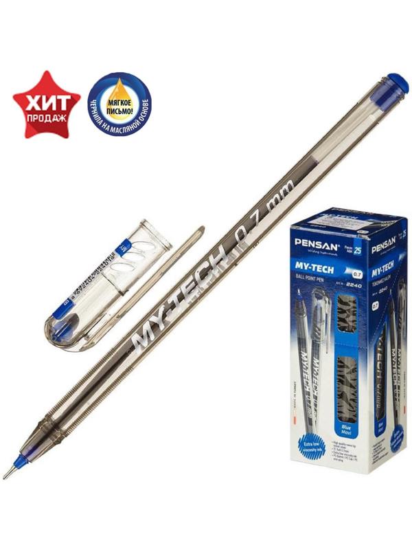 Ручка шариковая масляная Pensan «My-Tech» 0.7 мм, чернила синий / 25 шт.