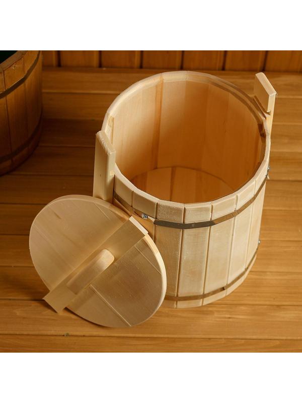 Кадка из липы, 15л, нержавеющий обруч, с крышкой, 