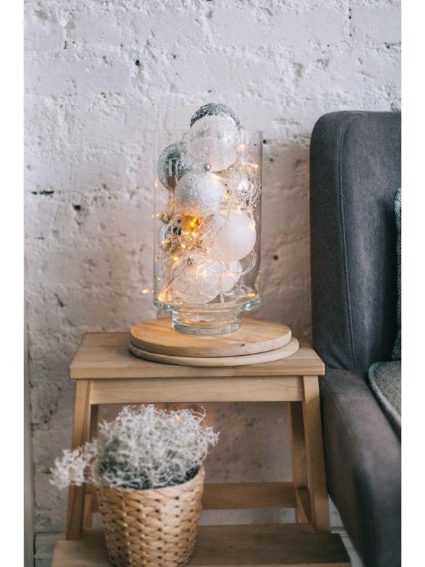 Набор шаров пластик с бусами и мишурой 12 шт 