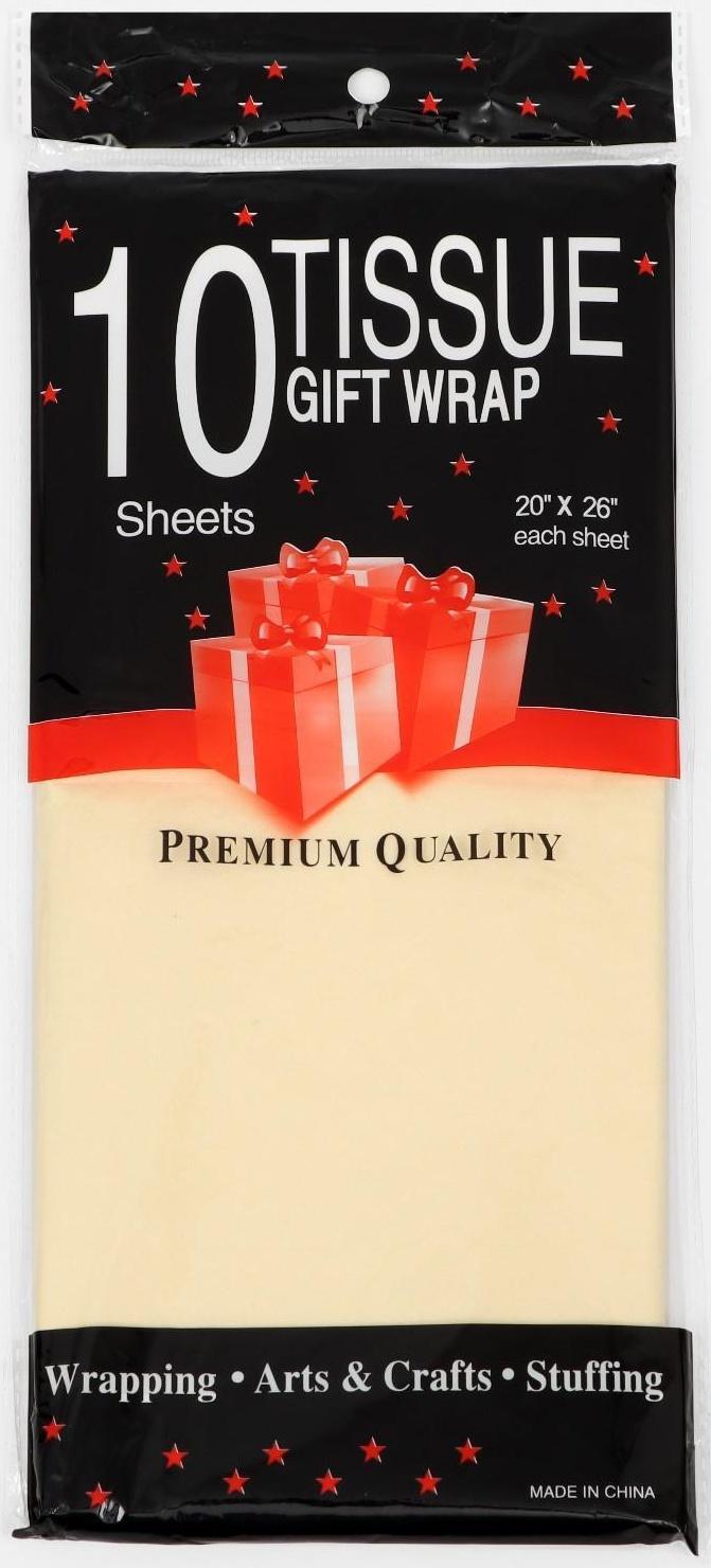 Бумага упаковочная тишью, светло-желтый, 50 х 66 см