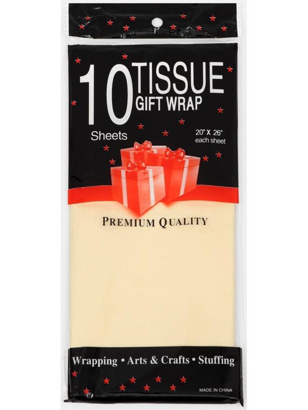 Бумага упаковочная тишью, светло-желтый, 50 х 66 см