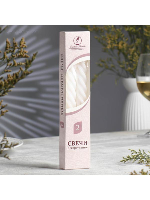 Набор свечей витых, 2,3х 24,5 см, 5 ч, 50 г, 2 штуки, белый