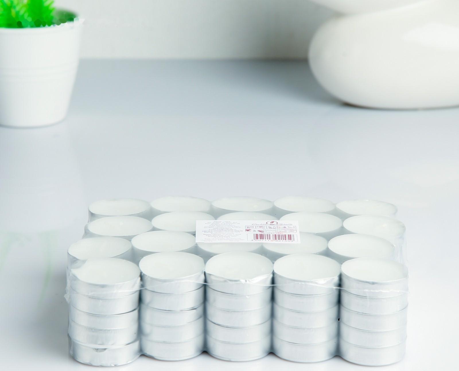 Набор чайных свечей, 3,8х1 см, 2 ч, 9 г, 100 штук, белый