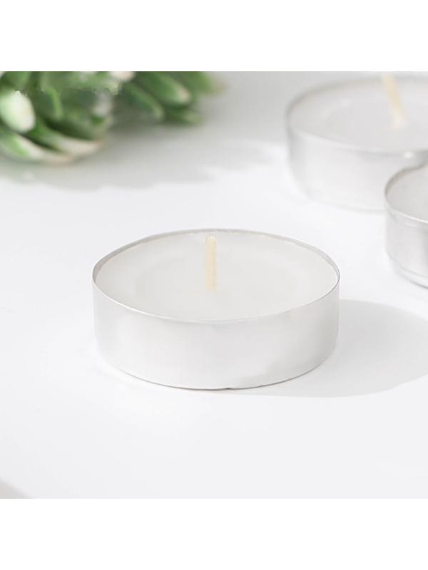 Набор чайных свечей, 3,8х1 см, 2 ч, 9 г, 18 штук, белый