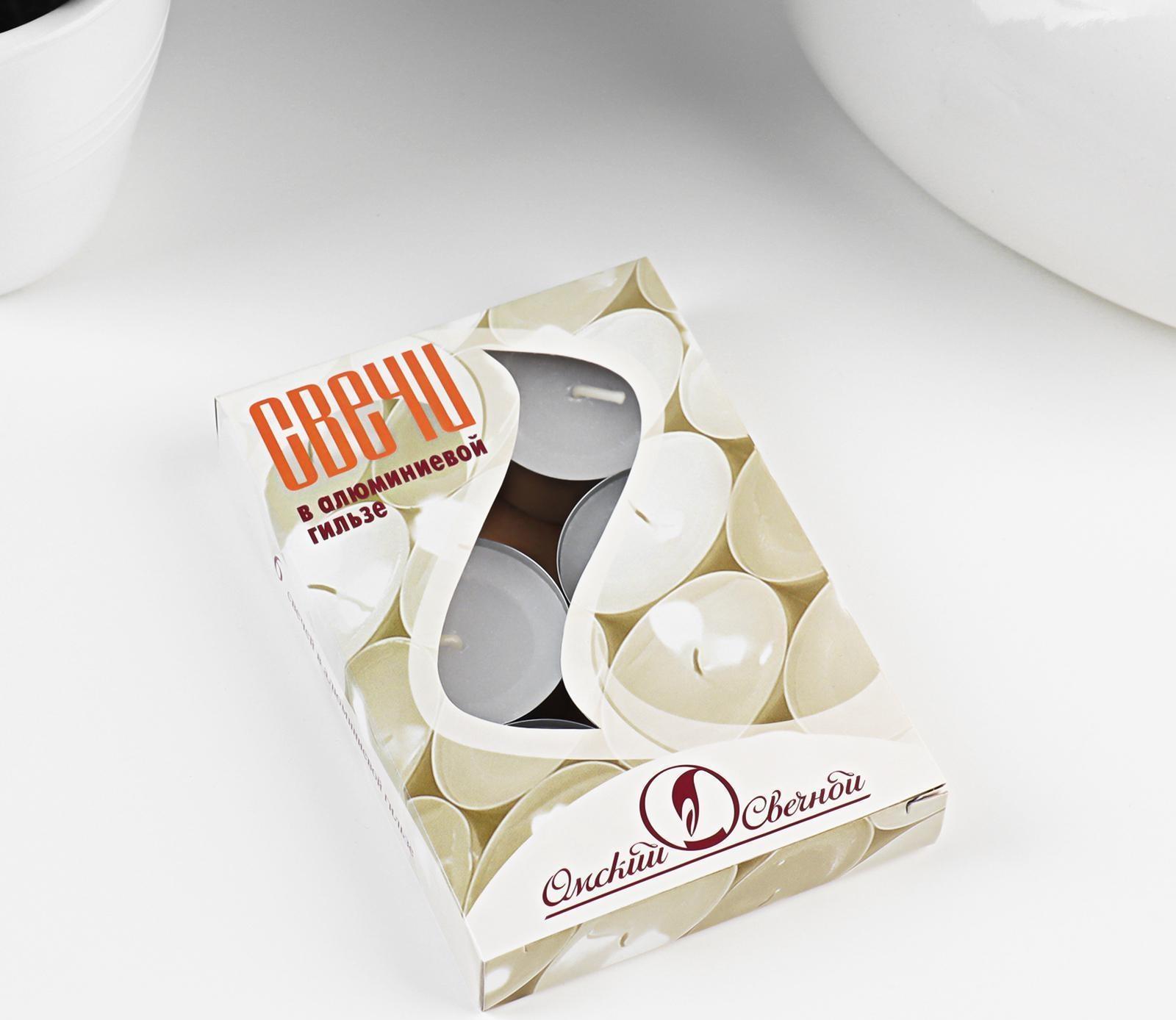 Набор чайных свечей, 3,8х1,6 см, 3,5 ч, 12 г, 6 штук, белый