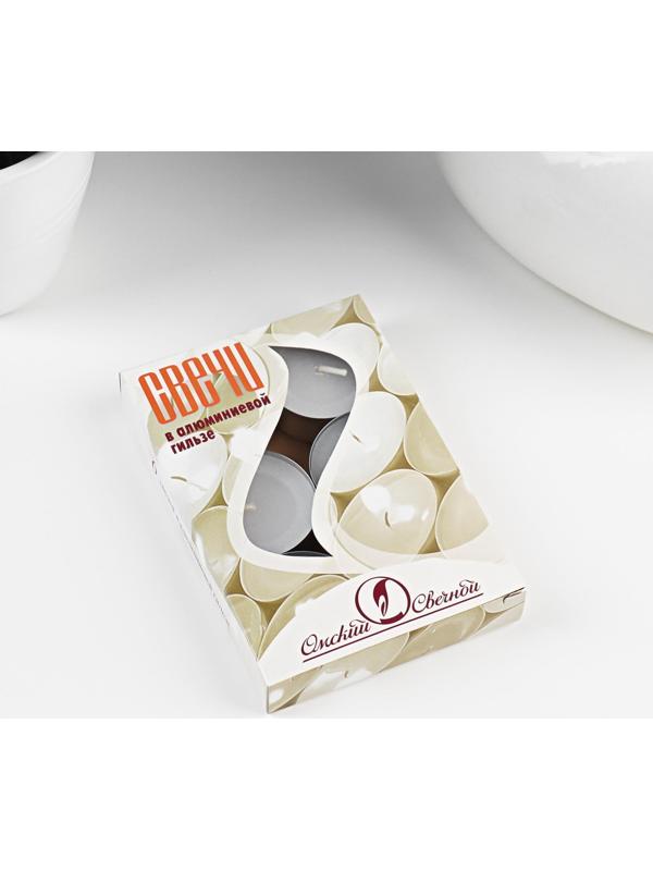 Набор чайных свечей, 3,8х1,6 см, 3,5 ч, 12 г, 6 штук, белый