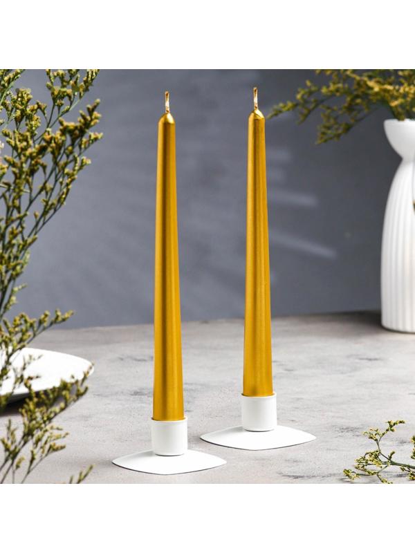 Набор свечей античных, 2,3х 24,5 см, 5 ч, 55 г, 2 штуки, золотой