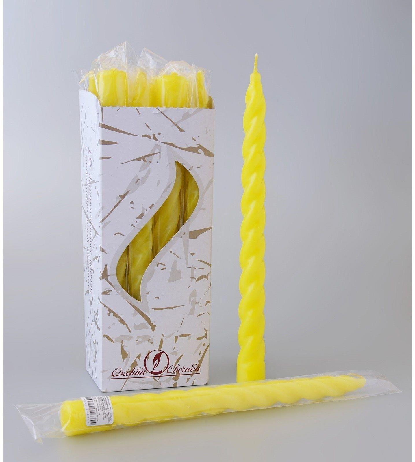 Свеча витая, 2,3х 24,5 см, 5 ч, 50 г, жёлтая
