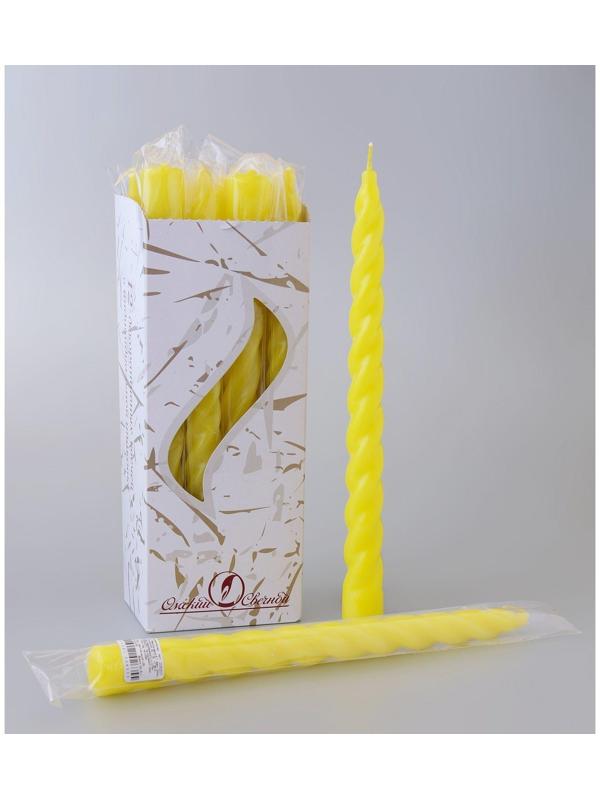 Свеча витая, 2,3х 24,5 см, 5 ч, 50 г, жёлтая