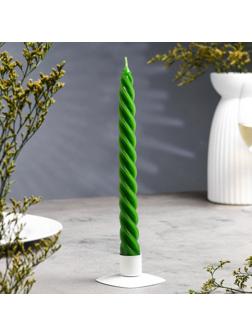 Свеча витая, 2,3х 24,5 см, 5 ч, 50 г, темно-зелёная