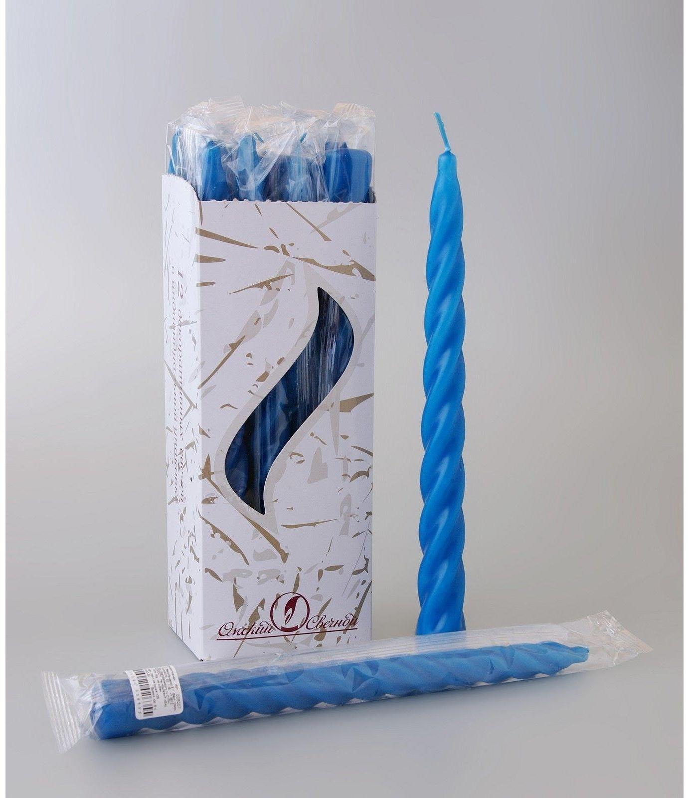 Свеча витая, 2,3х 24,5 см, 5 ч, 50 г, синяя