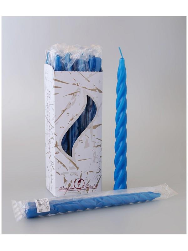 Свеча витая, 2,3х 24,5 см, 5 ч, 50 г, синяя