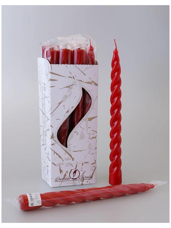 Свеча витая, 2,3х 24,5 см, 5 ч, 50 г, красная