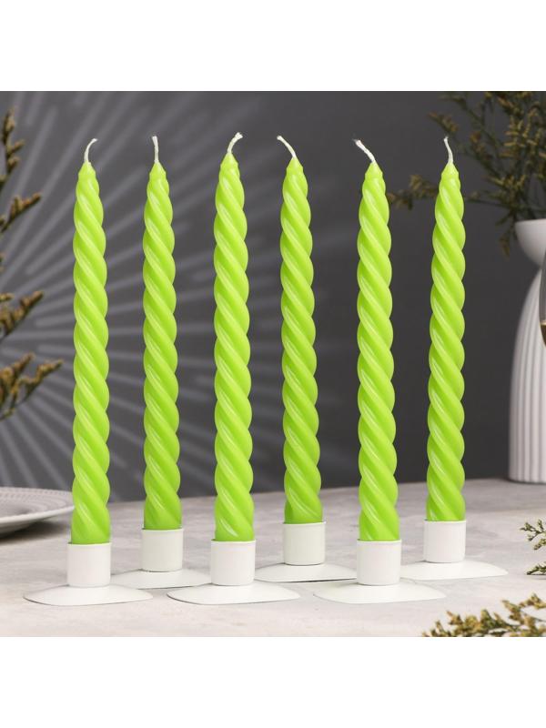 Свеча витая, 2,3х 24,5 см, 5 ч, 50 г, зелёная