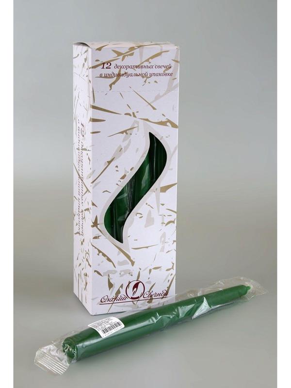 Свеча античная, 2,3х 24,5 см, 5 ч, 55 г, тёмно-зелёная