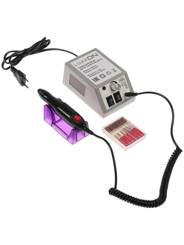 Аппарат для маникюра Luazon LMH-02, 6 насадок, 12 Вт, до 20000 об/мин, серый