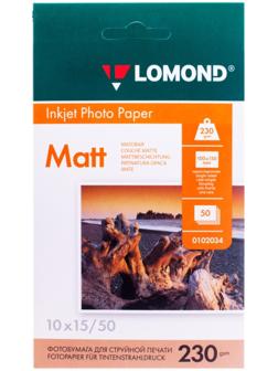 Фотобумага для струйной печати А6 (10 x 15 см), 50 листов LOMOND, 230 г/м2, односторонняя, матовая (0102034)