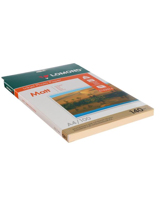 Фотобумага для струйной печати А4, 100 листов LOMOND, 140 г/м2, односторонняя, матовая (0102074)
