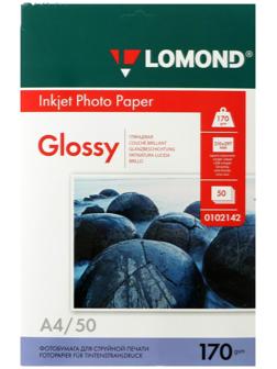 Фотобумага для струйной печати А4, 50 листов LOMOND, 170 г/м2, односторонняя, глянцевая (0102142)