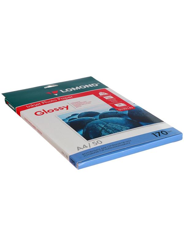 Фотобумага для струйной печати А4, 50 листов LOMOND, 170 г/м2, односторонняя, глянцевая (0102142)