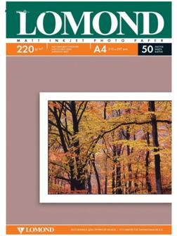 Фотобумага для струйной печати А4, 50 листов LOMOND, 220 г/м2, двусторонняя, матовая (0102144)