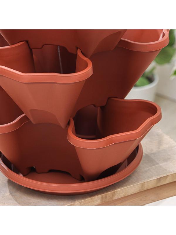 Кашпо многоярусное «Каскад», 3 шт, 12 л (секция 4 л), цвет терракотовый