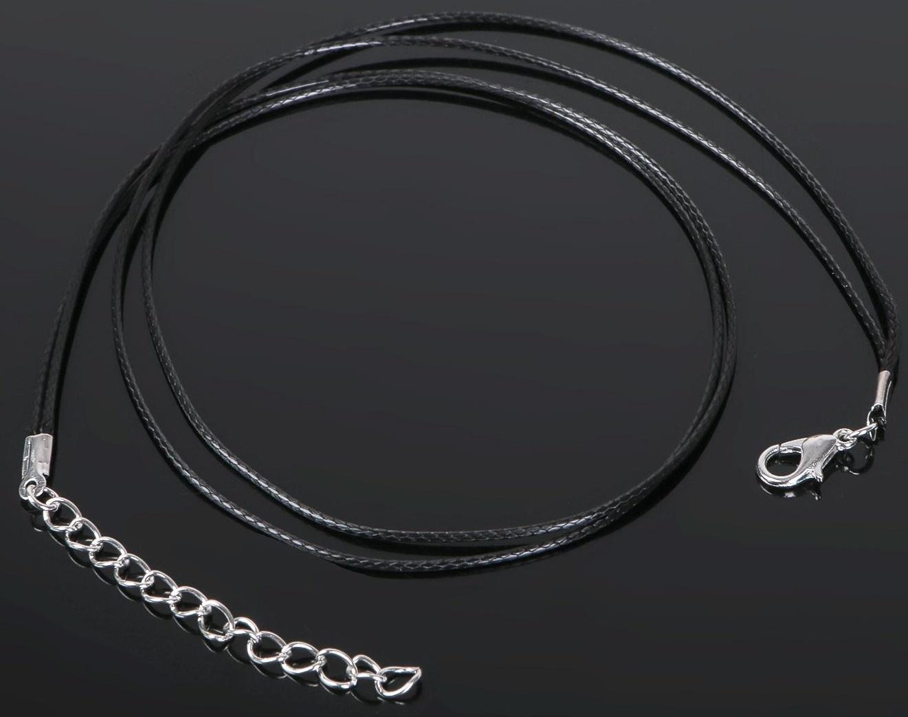 Шнурок из полиэстра, 43 см с удлинителем, 43см, цвет чёрный